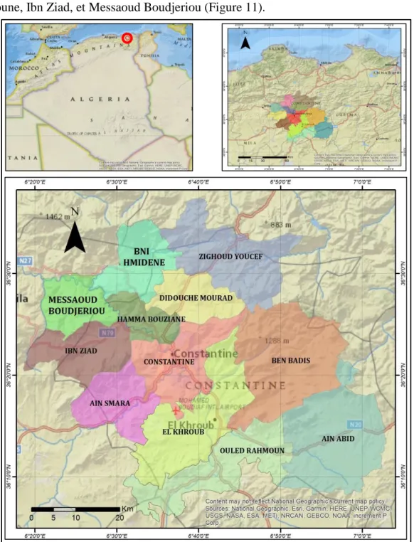 Figure 11: Situation géographique et administrative de la Wilaya de Constantine. 