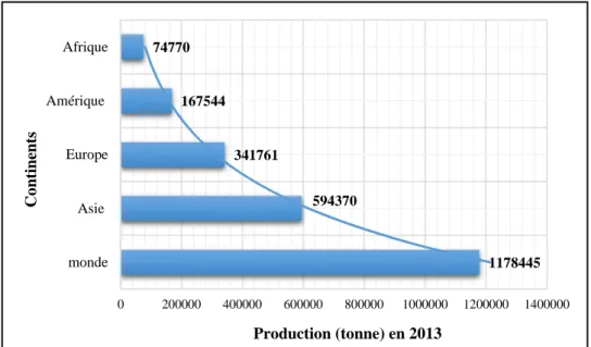 Figure 6 : La production continentale de la viande de lapin   (FAOSTAT, 2013). 