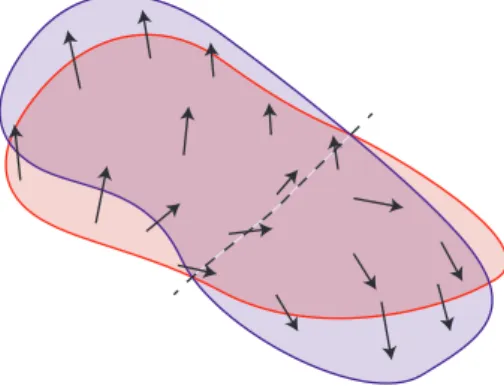 Figure 2. For S a piece of a surface (in red), the domain φ [0,] (S) is roughly the part of the space located between S and φ  (S)