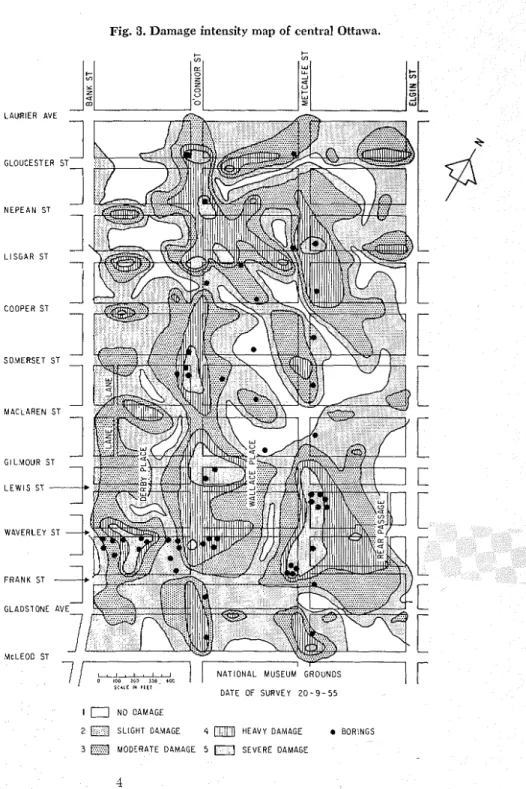Fig.  3.  Damage  intensity map  of  central  Ottawa. 