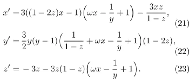 Table 3. The eigenvalues of the linearization matrix around a given critical points 