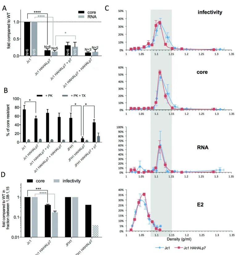 Fig 6. p7 ATMI mutant viruses induce secretion of viral particles with impaired envelopment