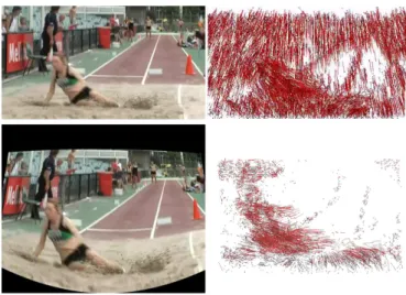 Fig. 6: Tracklets from a video (top) and its compensated version.