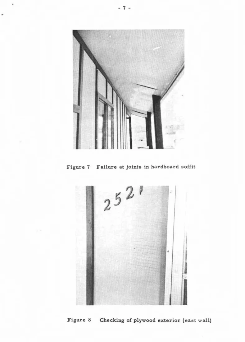 Figure 7 Failure at joints in hardboard soffit