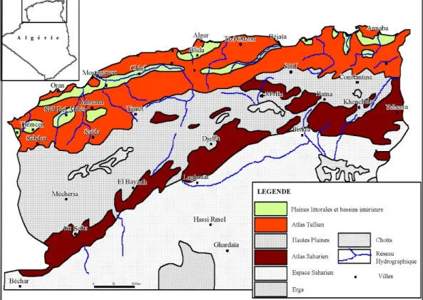 Figure 1 : Limites naturelles de la steppe algérienne (Hadeid, 2009) 