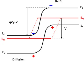 Figure II.5 : Diagramme de bandes d’énergie de la  jonction PN   sous polarisation inverse [4] 