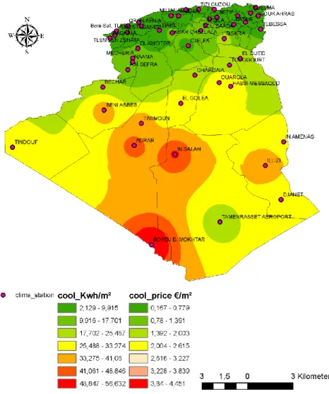 Figure 3. 11 : Zonage climatique de l’Algérie selon les degrés jours de climatisation à base  de 26°C