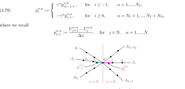 Figure 2: Discretization of the branches with the nodes for  U |i| α,n 
