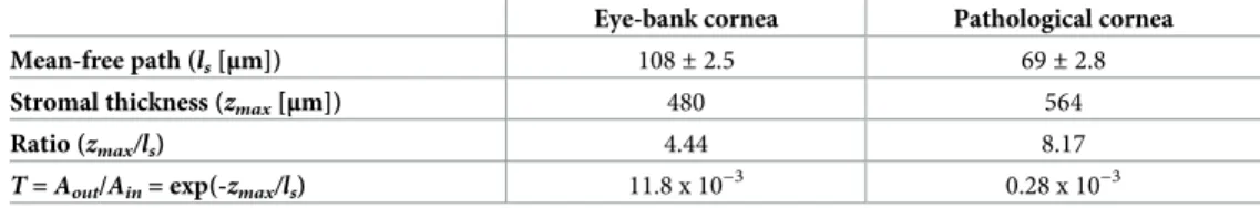Table 1. Scattering mean-free path to quantify the degree of transparency in homogeneous corneal tissues.