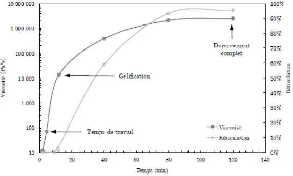 Figure  17 :  Évolution  du durcissement  d’un  adhé sif  bi- composant  à base d’époxy