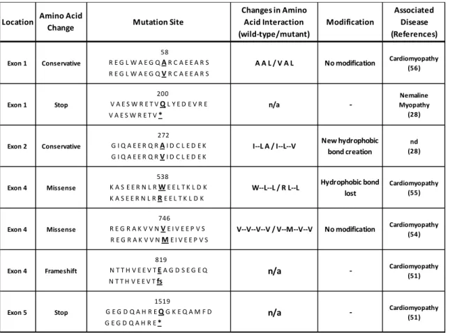 Table 2. Synemin variants from patients with skeletal myopathy or cardiomyopathy. 