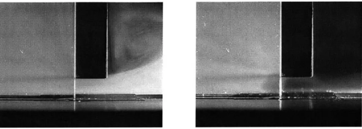 Figure  10.  Photographs  of  tip  flow  visualized  using  smoke  particles.  The  left  frame  shows  the  flow paths  without  control