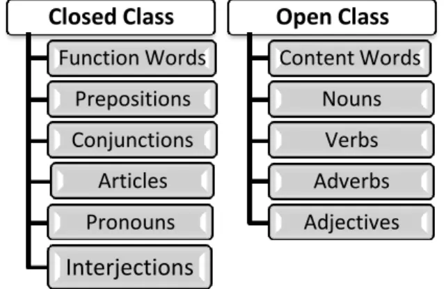 Figure 2.1: Closed Class vs. Open Class Words 