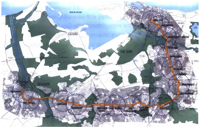 Figure 4.6:  Tren  Urbano  alignment  in commercial  map