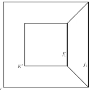 Figure 1: The sides f 1 , f 1 0 of the squares K, K 0 , and the associated trapezoid