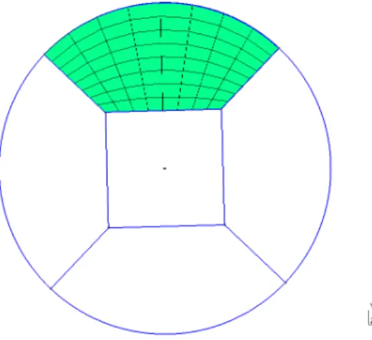 Figure 3.1: Macrocell approach: an example of a mesh made of five macrocells. Each macrocell is then split into several subcells