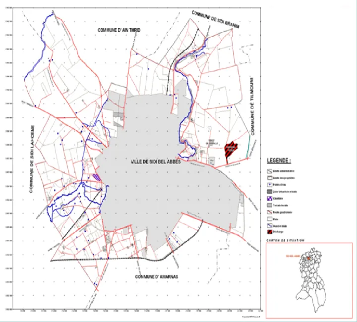 Figure n° 03 : Situation géographique de la commune de Sidi Bel Abbés (URBAT, SBA, 2014)