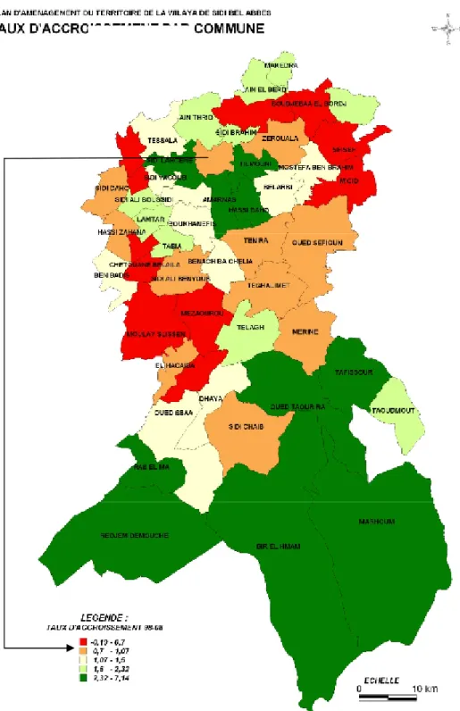 Figure n° 11 : Evolution de la population 1966-2025 de la commune de Sidi Bel Abbés (ONS, SBA, 2009)