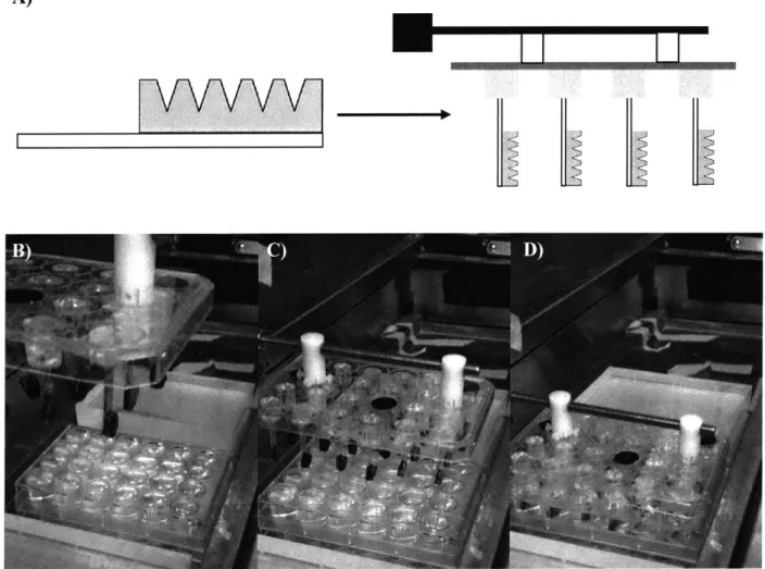 Figure  3-3:  Custom  apparatus design  and  implementation.  (a)  Schematic  illustrates  high- high-throughput  microneedle  dipping paradigm