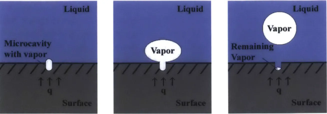 Figure  2-7:  Bubble  growth  on  heated  surface  with some  vapor left  in the  microcavity after  bubble  departure.