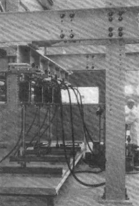Fig.  7.  Loading  test  on  Arctic  housing roof  panel  with  four  jacks.