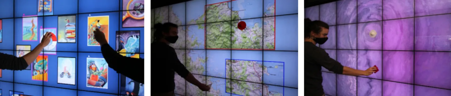 Figure 9: Application demos: picture classification, map navigation, artistic performance.