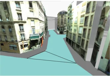 Figure 1: 3D view of the drivable space extracted from a database. A particular triangular facet is highlighted.