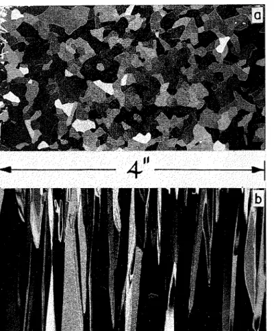 FIG.  2.  ' r h i l ~   ~ c c t i o ~ i s   of  test  S ~ ) C C ~ I I I C I I   \.ic\vecl \vittl  polarized  light: ( a )   section perpendicular  to  direction  of  groivth,  ( b )   section  parallel  to  direction  of  growth