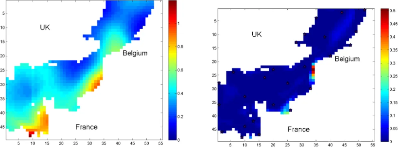 Figure 7-Left shows the BLK predictions over X , to be compared with the true responses on Figure 6-Left