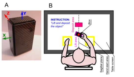 Fig 1. Schema of the iBox (A), and experimental set-up (B).