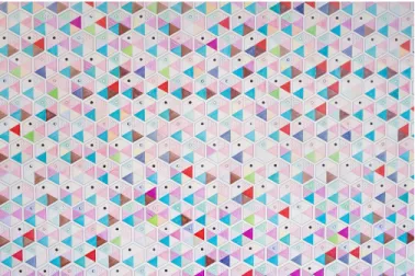 Fig. 8: Data wallpaper. Each glyph represents 6 questions answered by a visitor to a store, ranging from how they see the future of work to how they unlock their creativity
