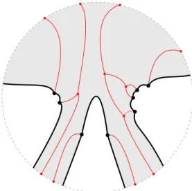 Figure 3.1. V( S \ { s }) ∩ VR ( s, S ) in red, where VR ( s, S ) is unbounded (gray, shaded) and its boundary is shown in black bold.