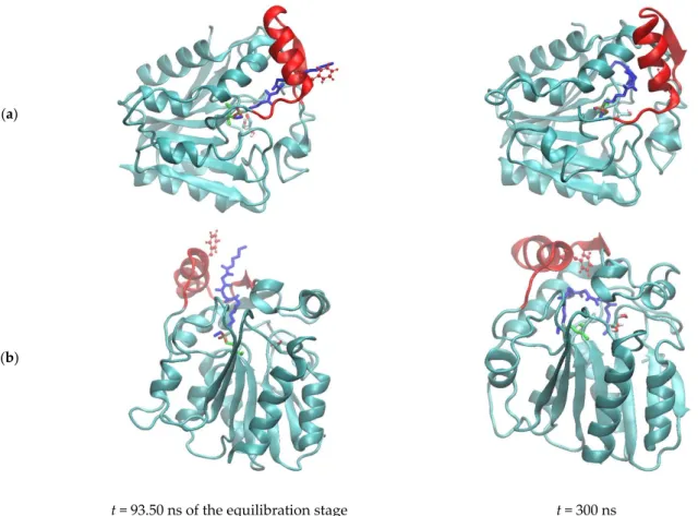 Figure 6. Snapshots of the Molecular Dynamics (MD) simulation of PFL-GM (cyan) at 300 K and 1 bar