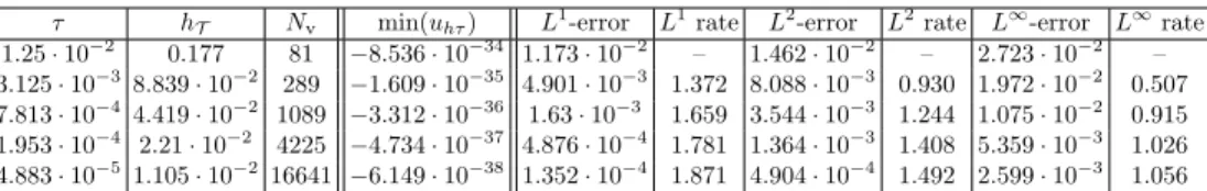 Table 4: Porous medium equation with drift with λ y = 100