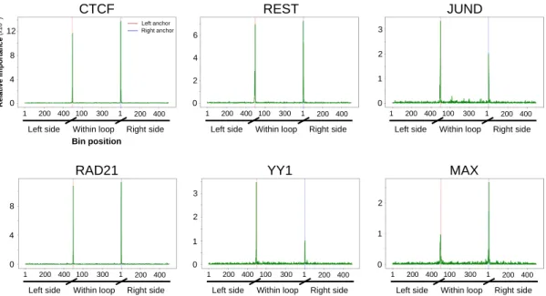 Figure 5. Position specific importance of selected high-throughput sequencing datasets in K562 cell line