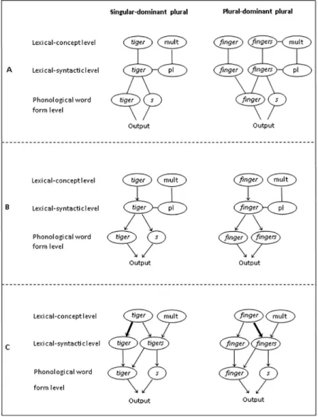 Fig 1. Morphological processing theories of spoken word production. Fig 1 is adapted from Beyersmann, Dutton, Amer, Schiller, and Biedermann [2]