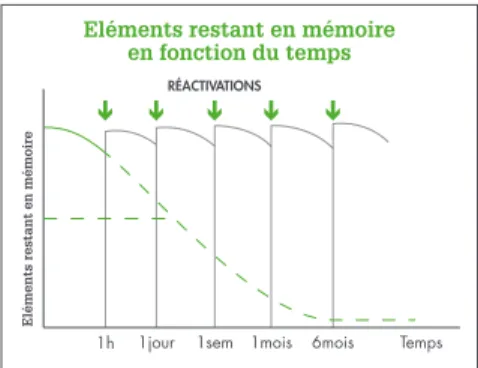 Figure 1. Évolution de la quantité des éléments  restant en mémoire en fonction du temps.