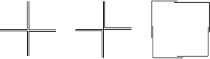 Fig. 2. True pie (left), false pie (middle), frame (right).