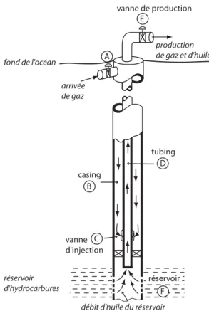Figure 1.14 – Schéma d’un puits de pétrole activé par gas-lift.