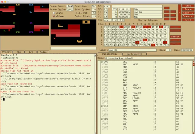 Figure 2-3: Debugger mode in the Stella emulator.