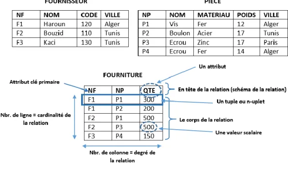 Fig. 1.6 exemple de la représentation relationnelle  4.4.1.  L‘aspect structural  