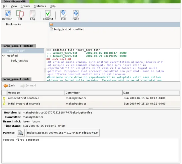 Figure 5-5: Screenshot of the Olive front-end to Bazaar