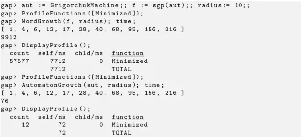 Table 1 – Temps moyen (en ms)