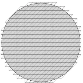 Figure 2.1. An example of a domain Ω with a background mesh T e h .