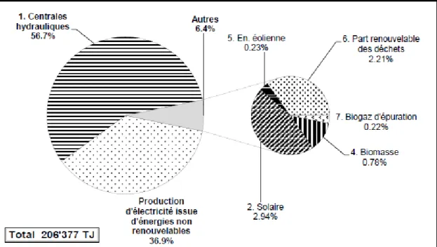 Figure 4 : Production d'électricité en 2017 par source de production 