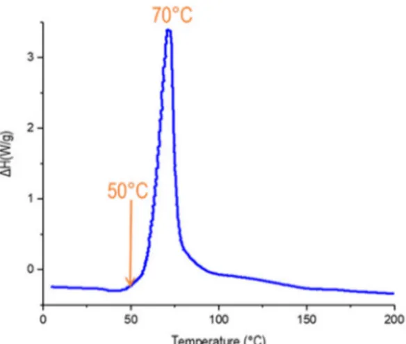 Figure 7. DCS evaluation of the thermal initiating ability of Blocbuilder ® MA (2 wt.%) in Mix-MA;