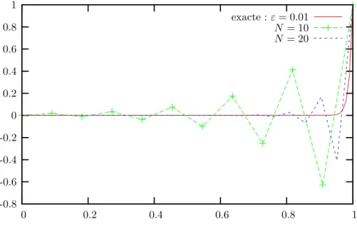 Fig. 1.7 – La solution approch´ee pr´esente des oscillations dans la couche limite.