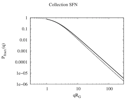 Figure 8. Facteurs de forme pour une structure de géométrie fractale caractérisée par son rayon de giration R G