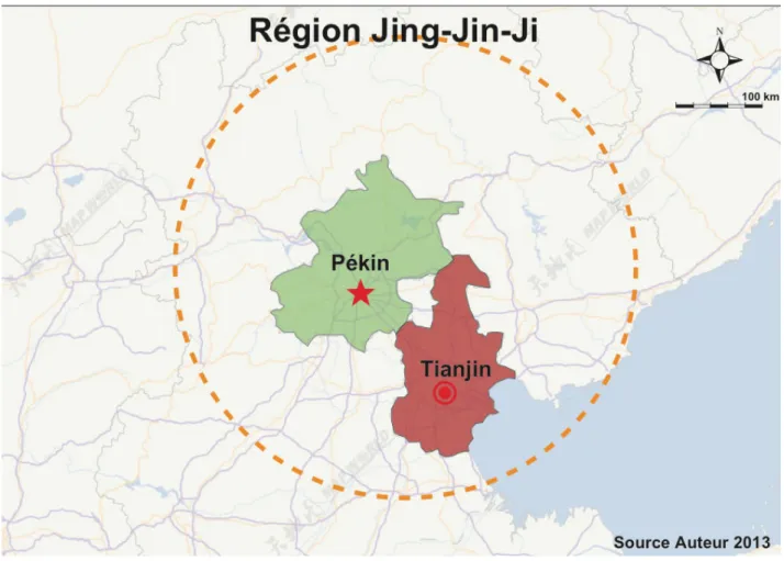 Figure   3   :   Présentation   du   terrain,   Tianjin   et   la   région   de   Jin ‐ Jin ‐ Ji