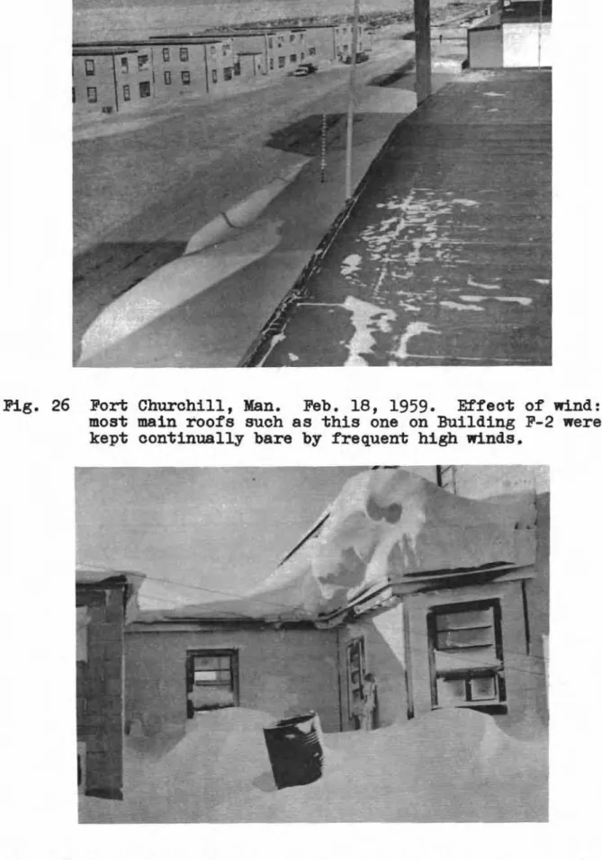 Fig. 26 :Fort Churchill, Man. Feb. 18, 1959. Effect of wind: